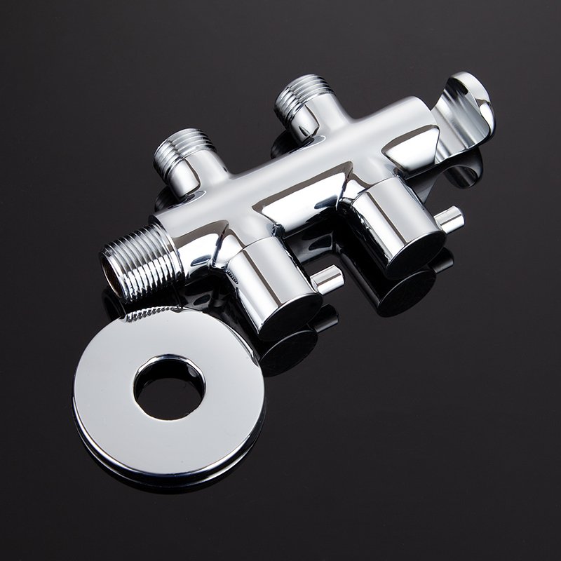 Hot Selling Brass Toilet Bidet Sprayer Double Water Outlet 2 Way Faucet Angle Valve Shower bracket 1/2 *3/8 Mixer Valve