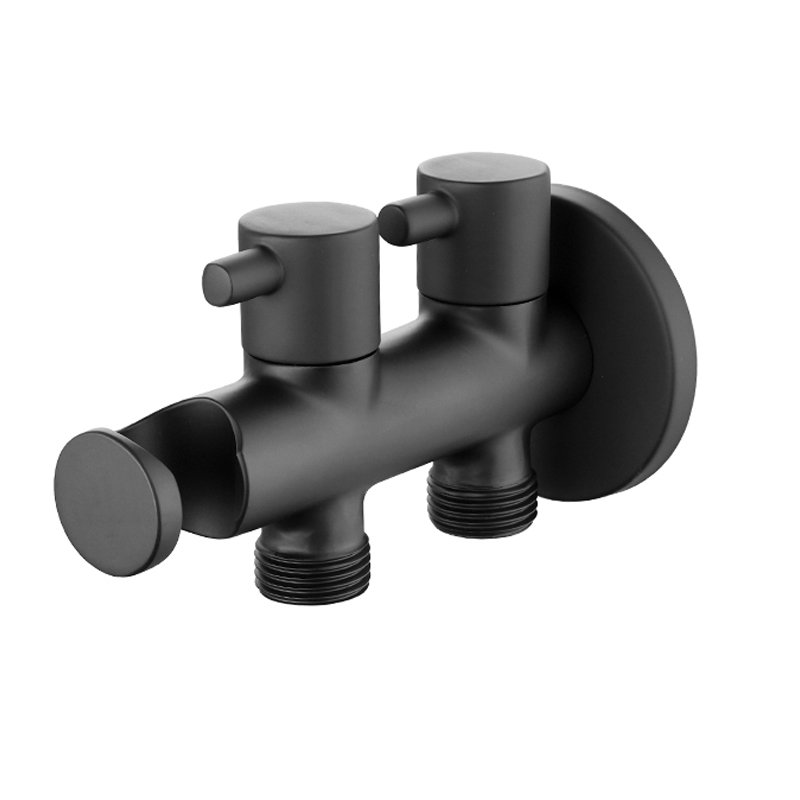 Hot Selling Brass Toilet Bidet Sprayer Double Water Outlet 2 Way Faucet Angle Valve Shower bracket 1/2 *3/8 Mixer Valve