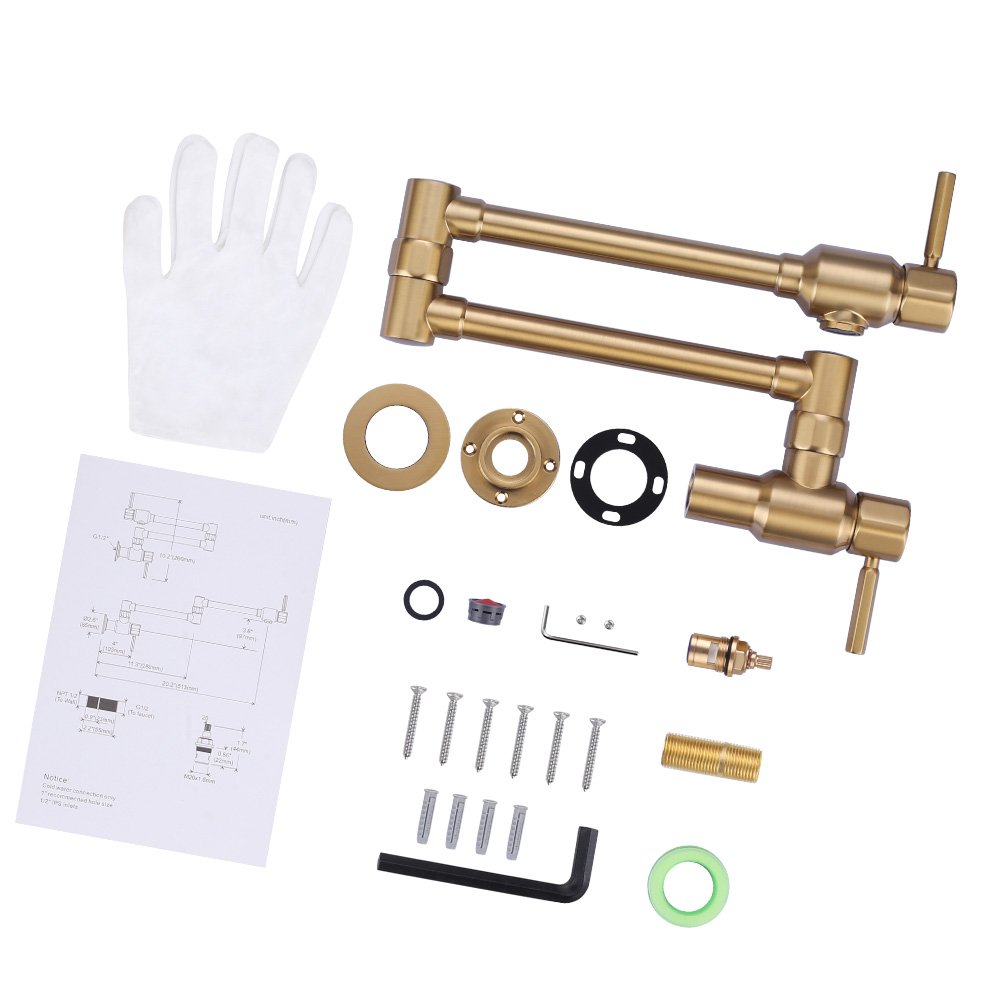 20 Inch Folding Stretchable Copper Pot Filler Faucet Kitchen Wall Mount Pot Filling Faucet