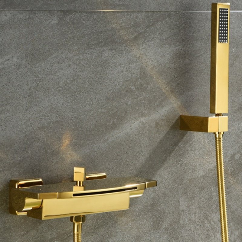 Black Waterfall Bath Shower Faucets Cold Hot Mixer Tap Rain Spray Pattern Brass Wall Mount Ceramic Valve Bathtub Faucet