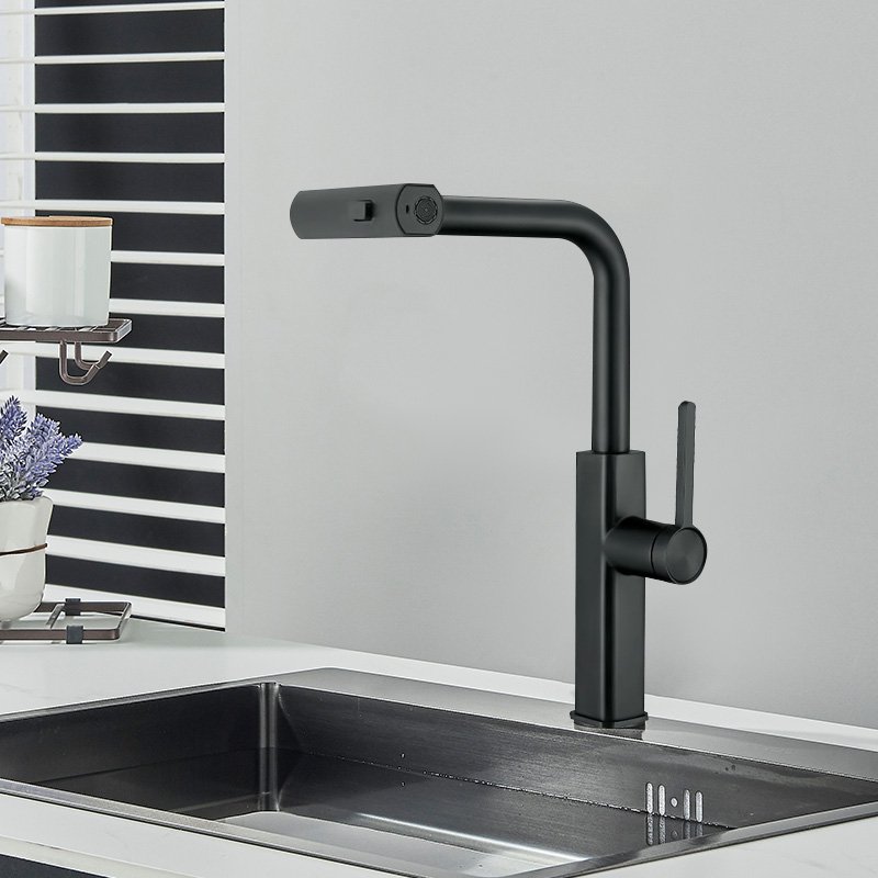 Black Rose Gold Kitchen Faucet with New Design Pull-Out Tap 3-Way Ceramic Valve Magnetic Dock Pull down Spray Type