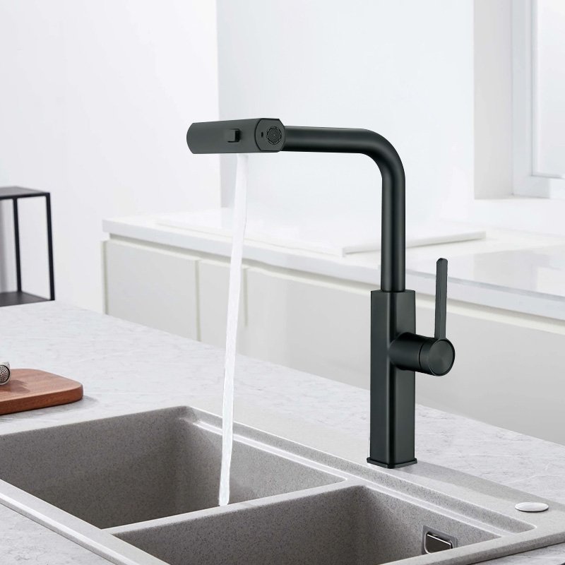 Black Rose Gold Kitchen Faucet with New Design Pull-Out Tap 3-Way Ceramic Valve Magnetic Dock Pull down Spray Type