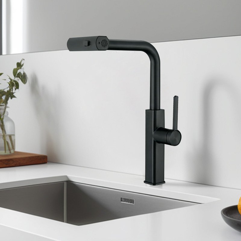Black Rose Gold Kitchen Faucet with New Design Pull-Out Tap 3-Way Ceramic Valve Magnetic Dock Pull down Spray Type