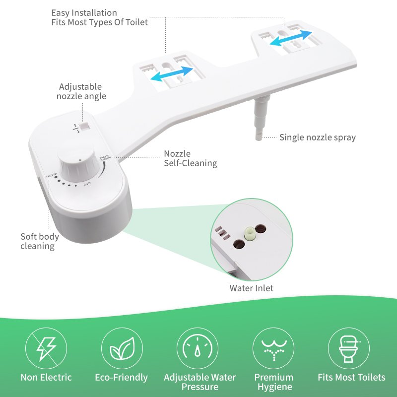 Manual Adjustable Nozzle Angle Cold Water Washing Self Cleaning Nozzle Bidet Toilet Attachment
