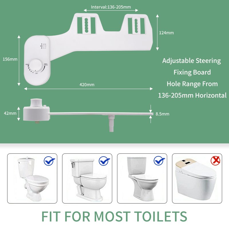 Manual Adjustable Nozzle Angle Cold Water Washing Self Cleaning Nozzle Bidet Toilet Attachment