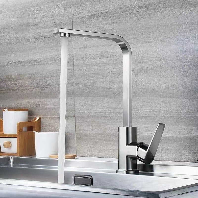 Bolei Spray Brass Sanitary Ware Kitchen Faucet Mixer Tap Gourmet Kitchen Faucet Single Lever Slim Square Kitchen Sink Faucet