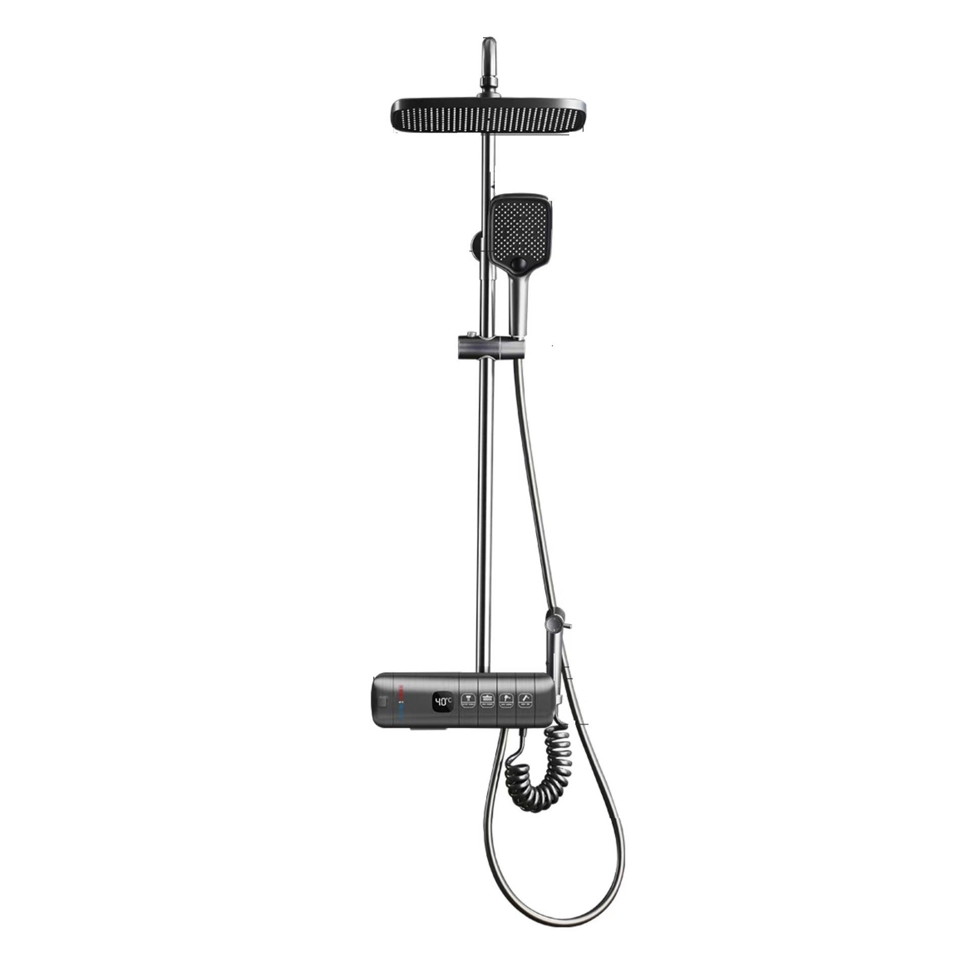 Gun gray shower suit constant temperature bathroom bathroom household copper piano button shower shower full Wholesale