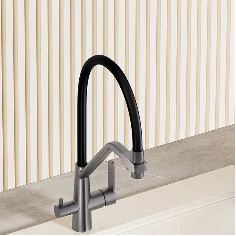 Modern Kitchen Faucet with Large Swivel Angle Brass Pull out Tap Deck Mounted Ceramic Valve Core Pure Water Filter Mixer