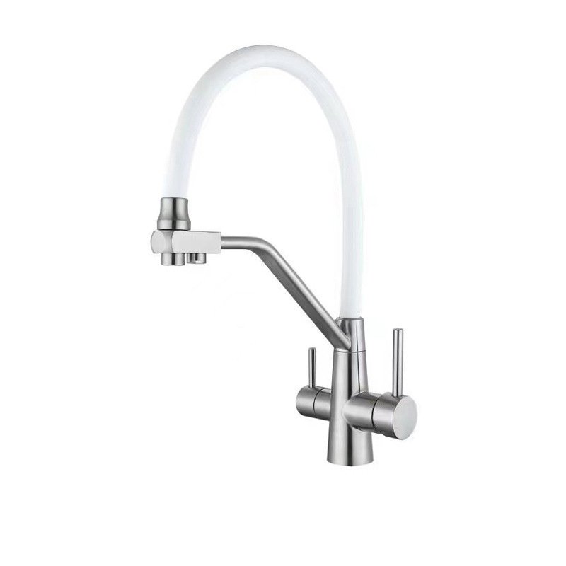 Modern Kitchen Faucet with Large Swivel Angle Brass Pull out Tap Deck Mounted Ceramic Valve Core Pure Water Filter Mixer
