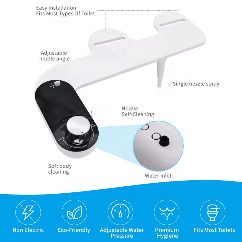 Manual Clean Adjustable Nozzle Angle Bidet Spray Butt Seat Frontal Washing & Feminine Washing Cold Water Bidet Attachment