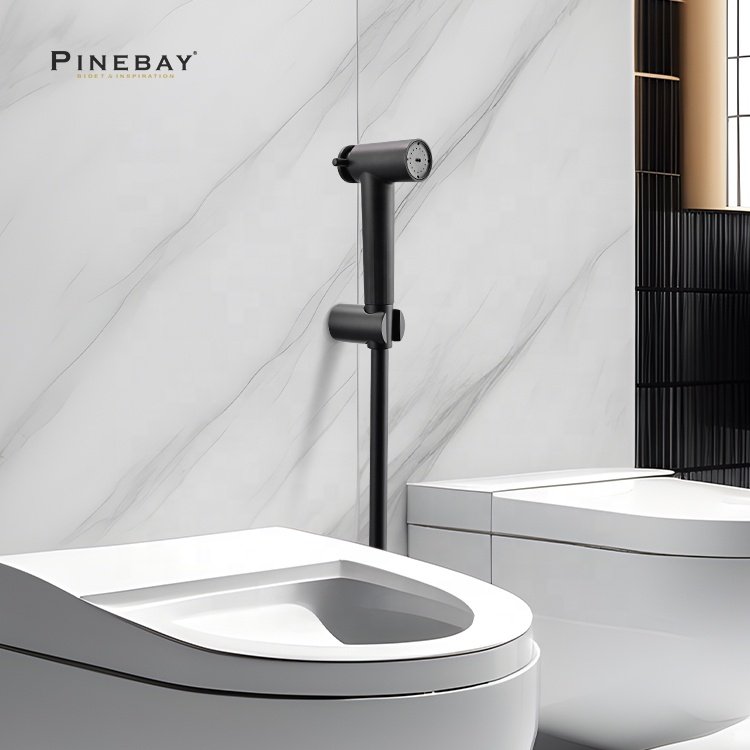PINEBAY Black Plastic Handheld Bidet Toilet Sprayer Set Self Cleaning Bathroom Handheld Shower Head Sprayer for Toilet