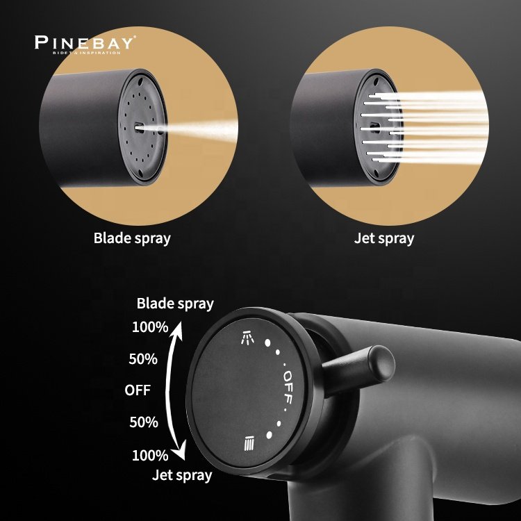 PINEBAY Black Plastic Handheld Bidet Toilet Sprayer Set Self Cleaning Bathroom Handheld Shower Head Sprayer for Toilet