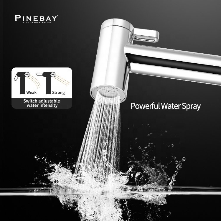 PINEBAY Bathroom Accessory Chrome ABS Plastic Magnetic Handheld Bidet Spray Set Faucet Single Cold Water Toilet Sprayer Bidets