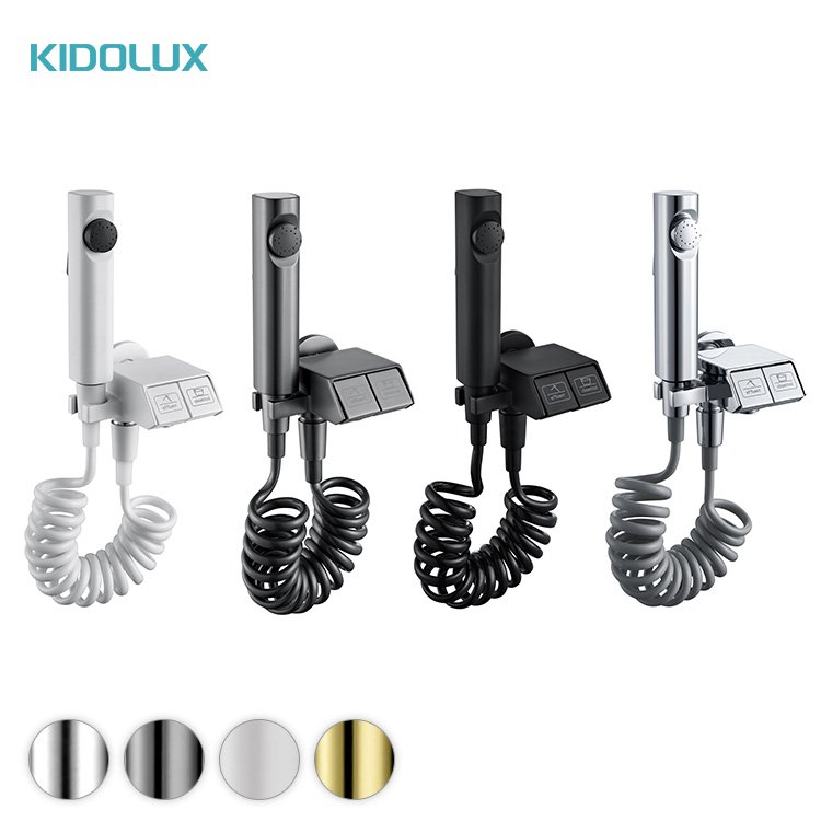 Kidolux Brass Valve Body Warm Water Bathroom Spray Gun Shataf WC Hand Held Muslim Shower Shattaf Bidet Faucet Sprayer for Toilet