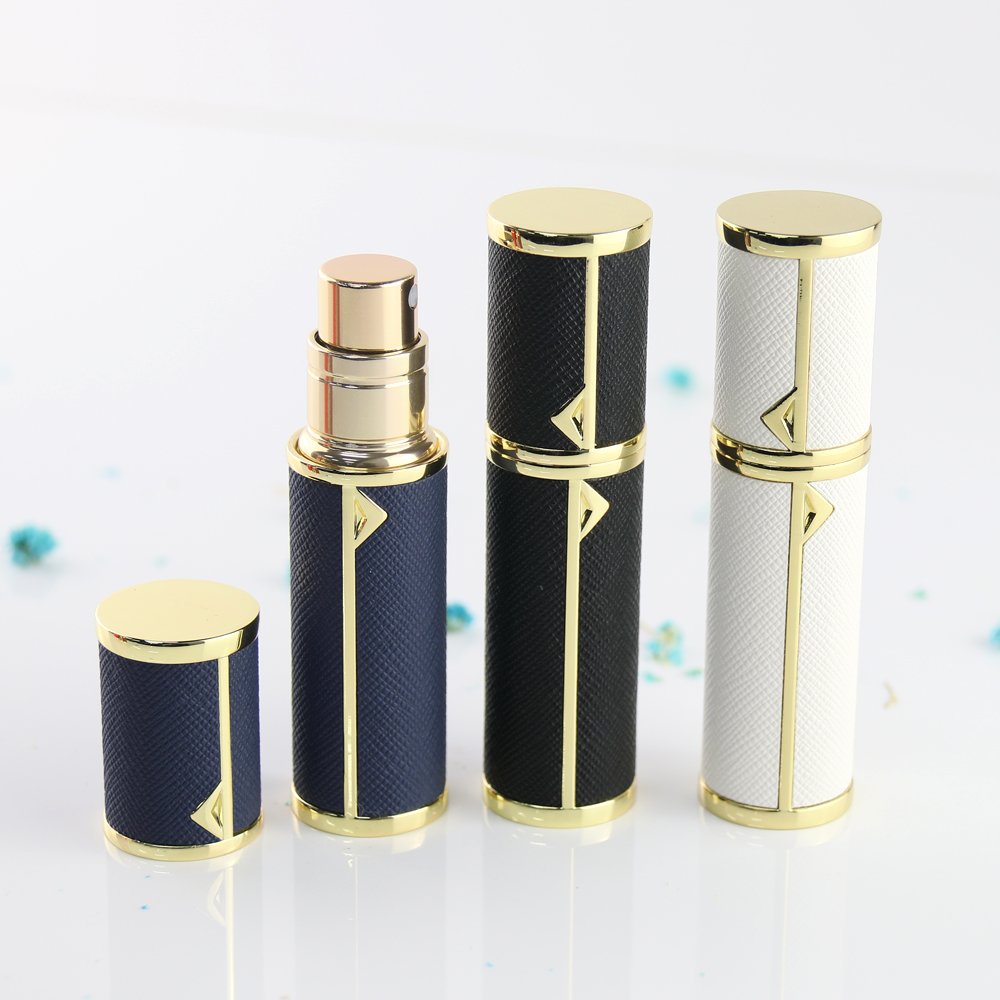 5ml luxury travel PU perfume refillable atomizer bottles with bottom refill valve spray bottom-filling diffuser bottle