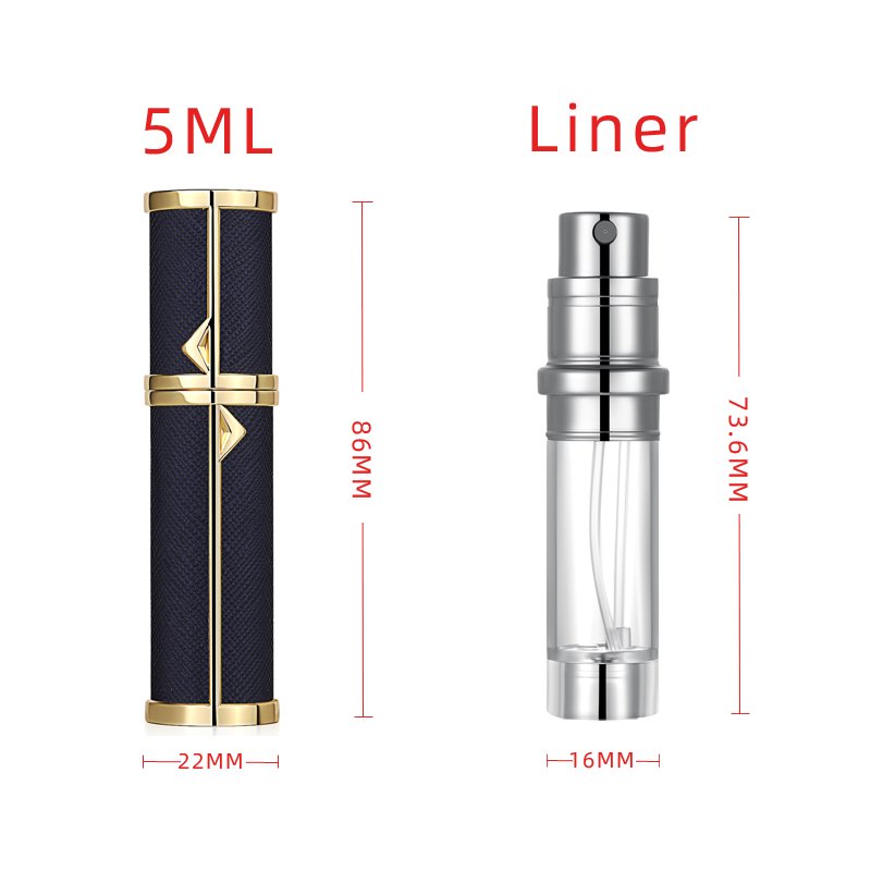 5ml luxury travel PU perfume refillable atomizer bottles with bottom refill valve spray bottom-filling diffuser bottle