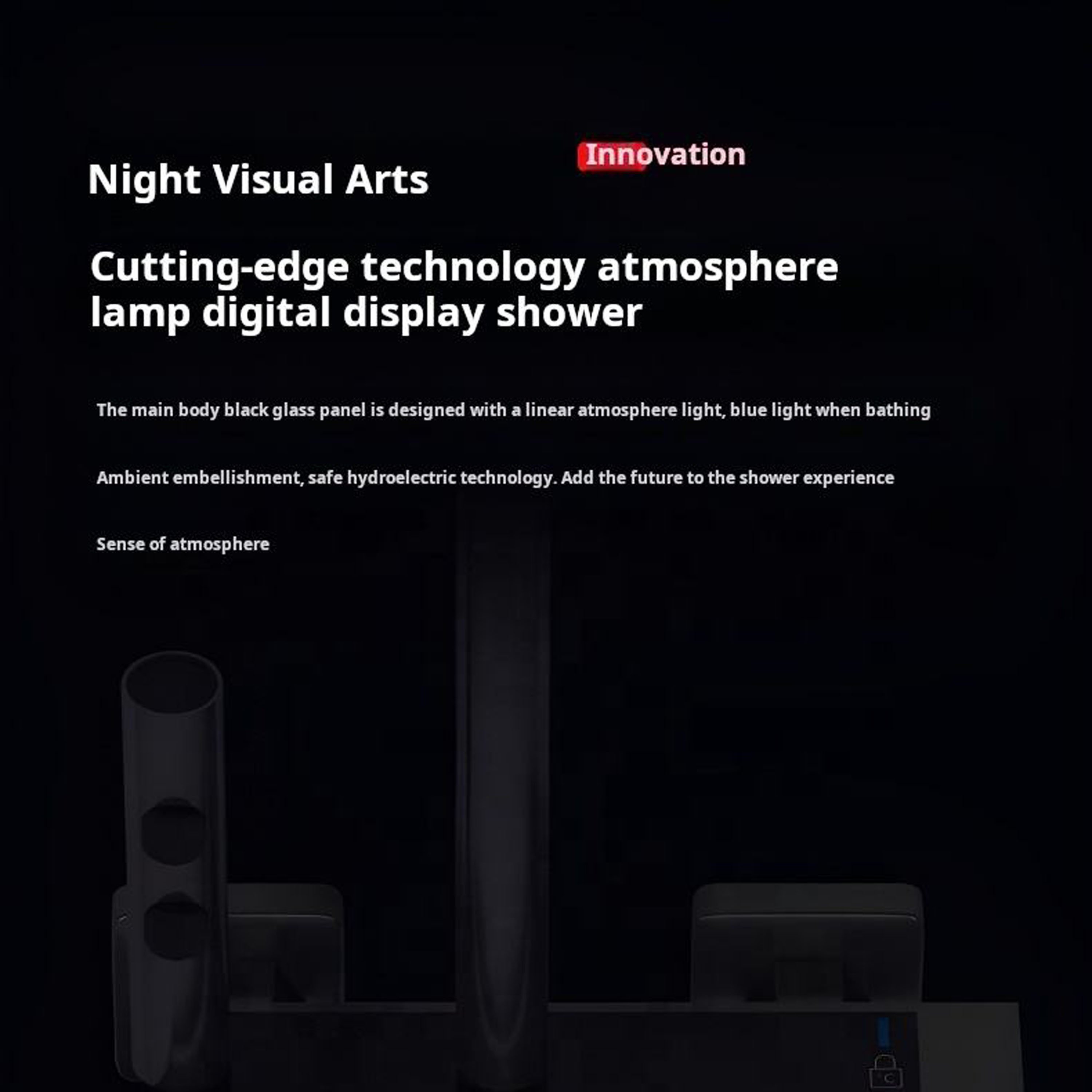 Discount Smart Ambient Light Piano Key Digital Display Bathroom LED Shower Faucet Mixer Set Brass Shower