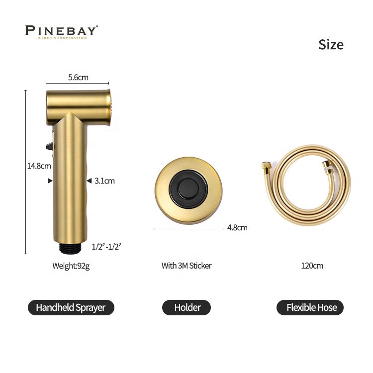 PINEBAY New Trend ABS Gold Magnetic Circular Handheld Bidet Sprayer Kit Bathroom Faucet Shower Round Toilet Shattaf for Woman