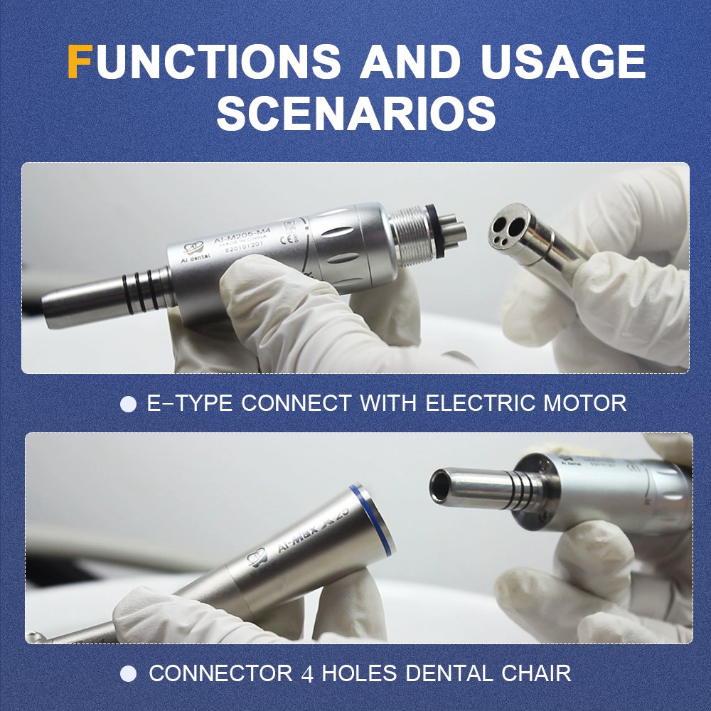 M205-M4 dental laboratory stainless steel body inner water spray 4 hole air motor low speed handpiece dental drill dentistry
