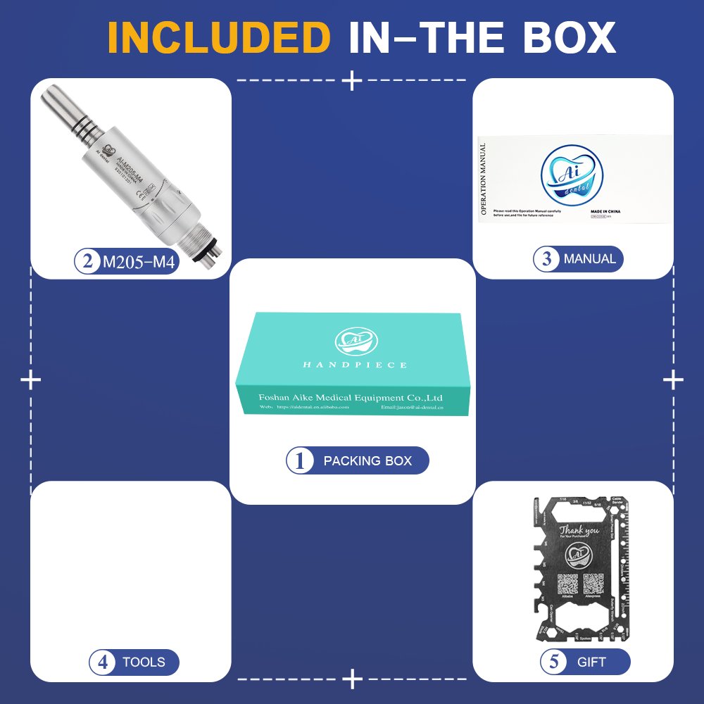 M205-M4 dental laboratory stainless steel body inner water spray 4 hole air motor low speed handpiece dental drill dentistry
