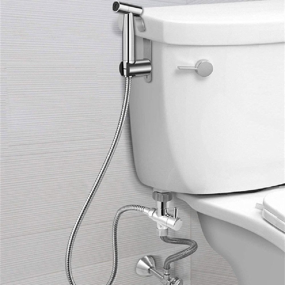 Hot Sale Bathroom Chrome Travel Shattaf Set SUS304 Hand Held Toilet Bidet Sprayer With Brass T-valve