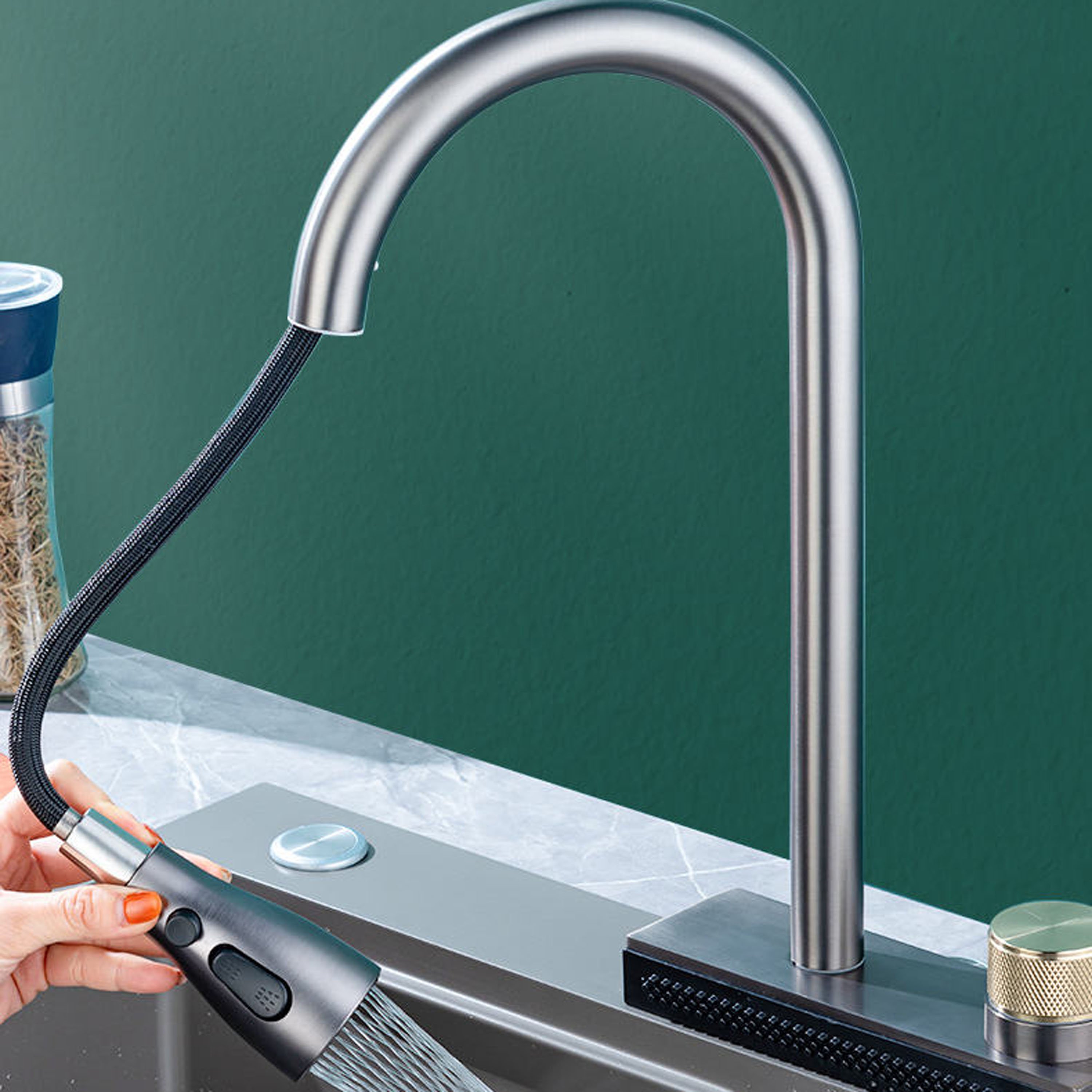 Modern household kitchen waterfall sink faucet Multifunctional waterfall sink installed kitchen sink faucet
