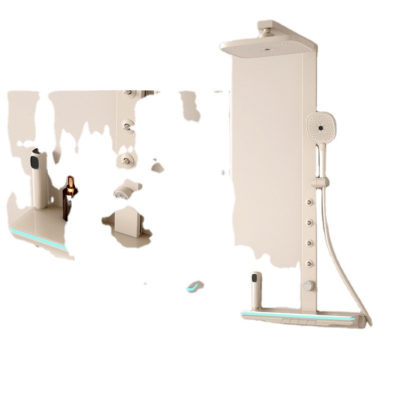 Back Spray Digital Display Ambience Light Shower Head Set Refined Copper Mixing Valve Back Massage Rain Shower Head Ah9