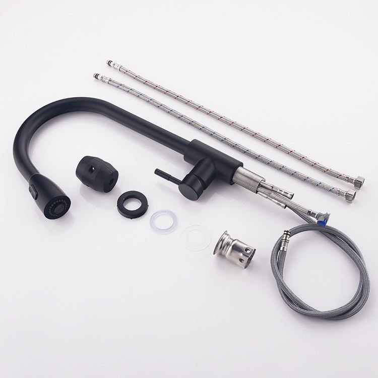 Modern Single Handle Pull Kitchen Tap SUS 304 Dual Mode Hot Cold Water Black Sink Tap Ceramic Valve Core Single Hole