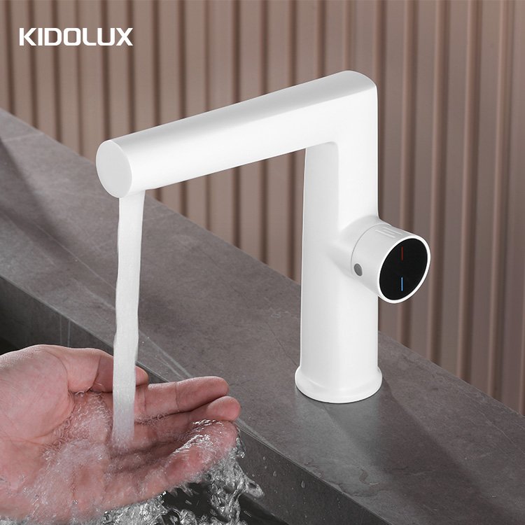 Kidolux Bathroom Wash Basin hot and cold Faucet Wall Basin Faucet Deck Mounted Bathroom Sink Faucet Bathroom
