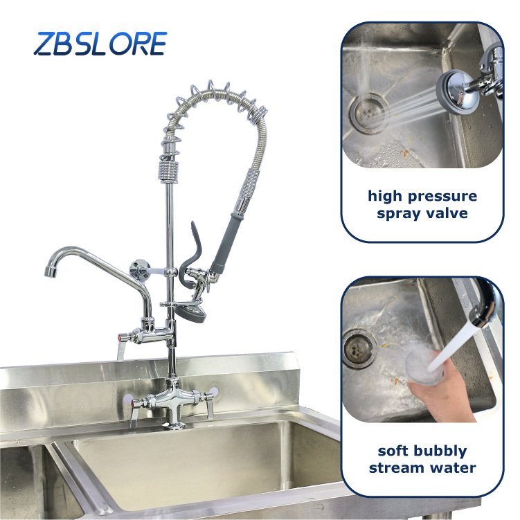 Commercial Pull-down Faucet Pre-rinse Spray Valve Watermark With Add On Faucet