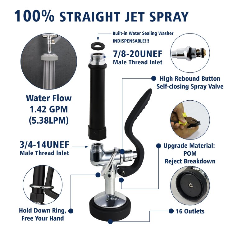 Commercial Pull-down Faucet Pre-rinse Spray Valve Watermark With Add On Faucet