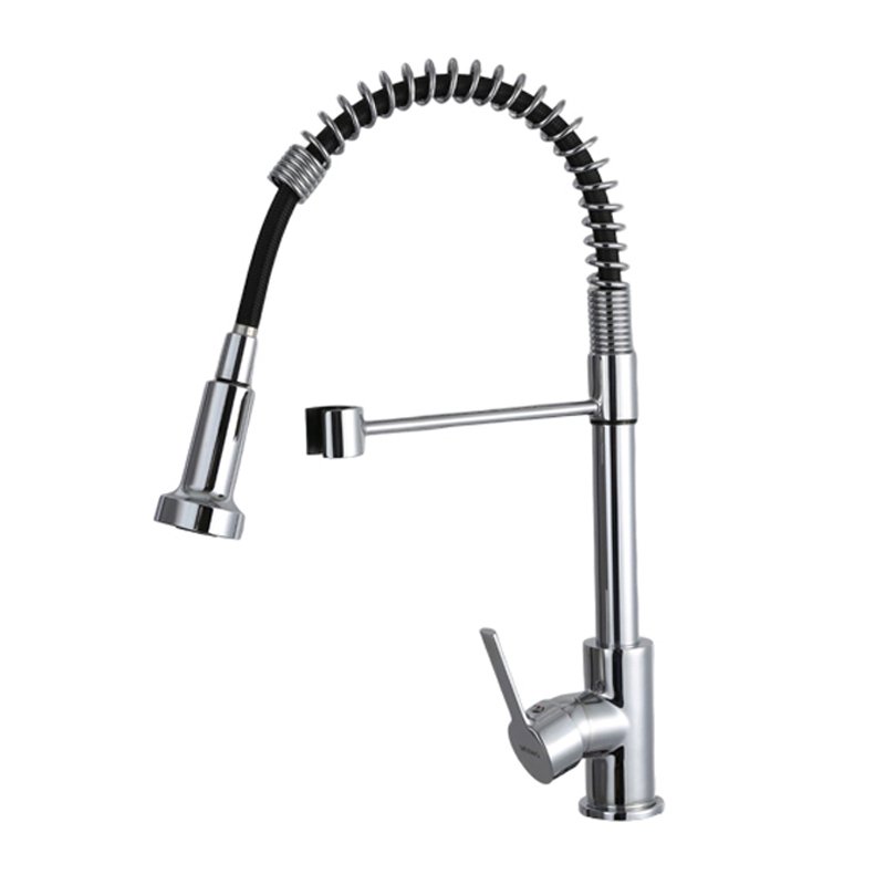 Manufacturer High Quality Single Lever Spring Kitchens Sink Tap Black Kitchen Faucet With Pull Down Sprayer
