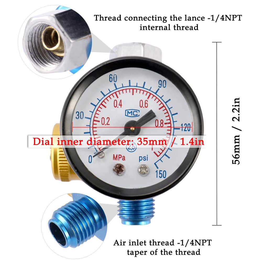 Air Pressure Regulator Gauge Paint Airbrush Spray Machine Adjustment Gauge Pressure Regulating Valve Pneumatic Tool Accessory