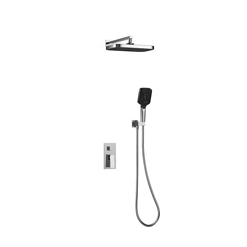 FACTORY In Wall Bathroom 3 Function Black Shower Faucet Combo Rainfall Shower System Set with High Pressure Rain Shower Head