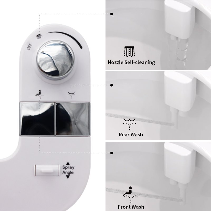 Postpartum Perineal Care Key Button Dual Nozzle Self-Cleaning Bidet Toilet Attachment Non Electric Detachable Toilet Bidet