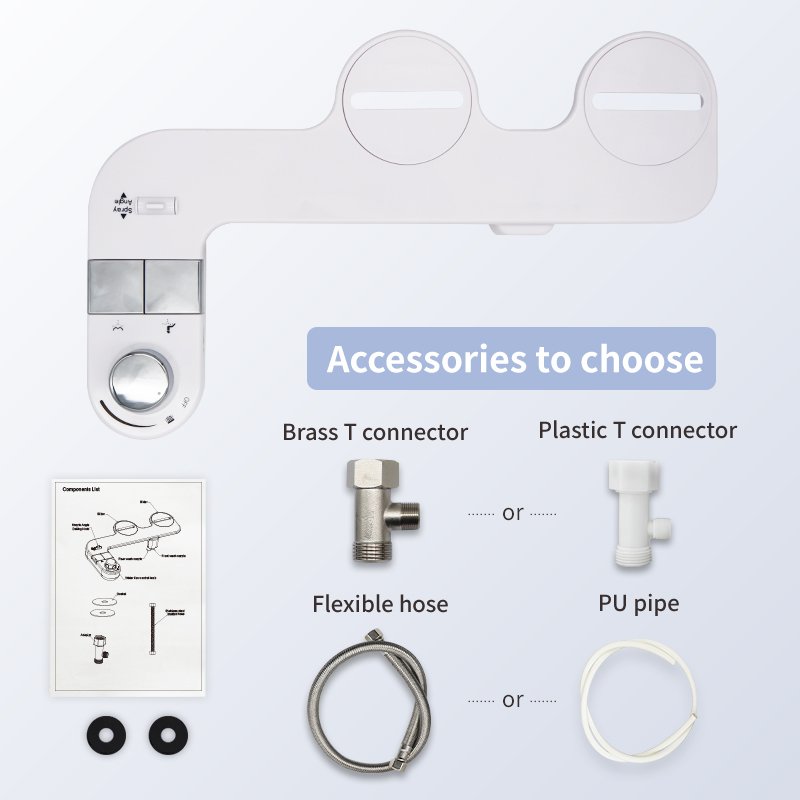 Postpartum Perineal Care Key Button Dual Nozzle Self-Cleaning Bidet Toilet Attachment Non Electric Detachable Toilet Bidet