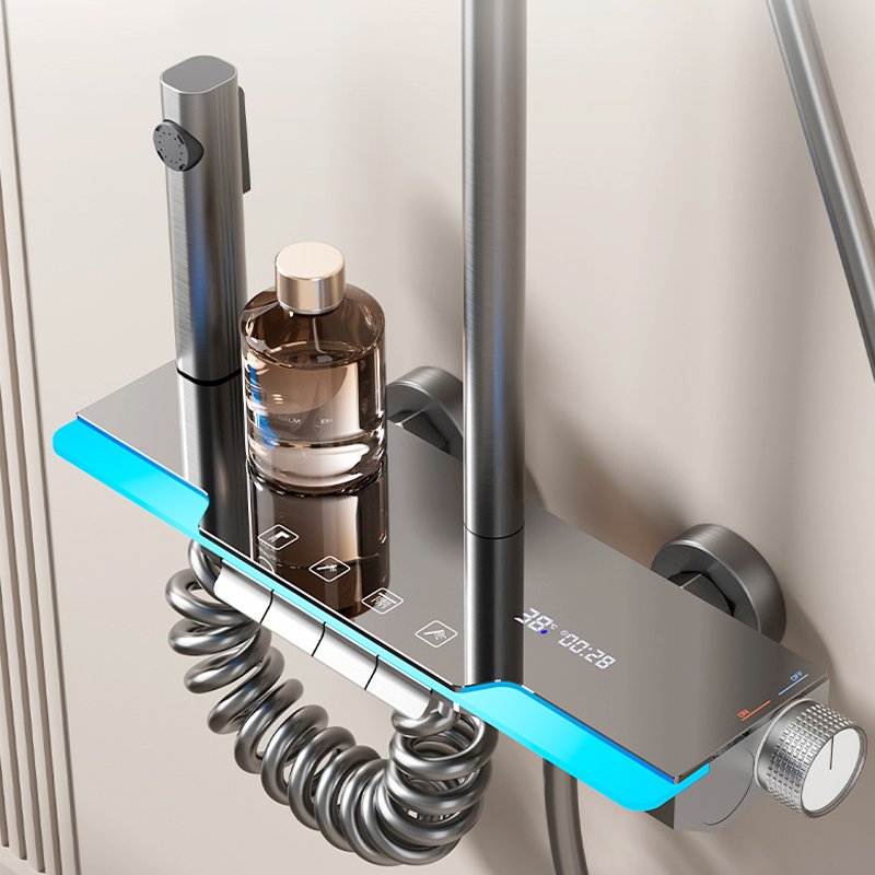 Luxury Single-Handle Bathroom Shower Mixer Stainless Steel Rain & Soft Spray Pattern Brass Ceramic Valve Brushed Surface Hotels