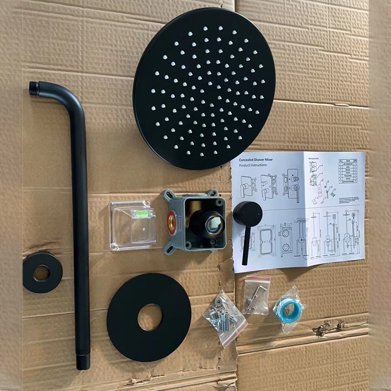 Conceal Wall-Mounted copper Black Elegant Luxury Exquisite Professional Bath and Shower Faucets