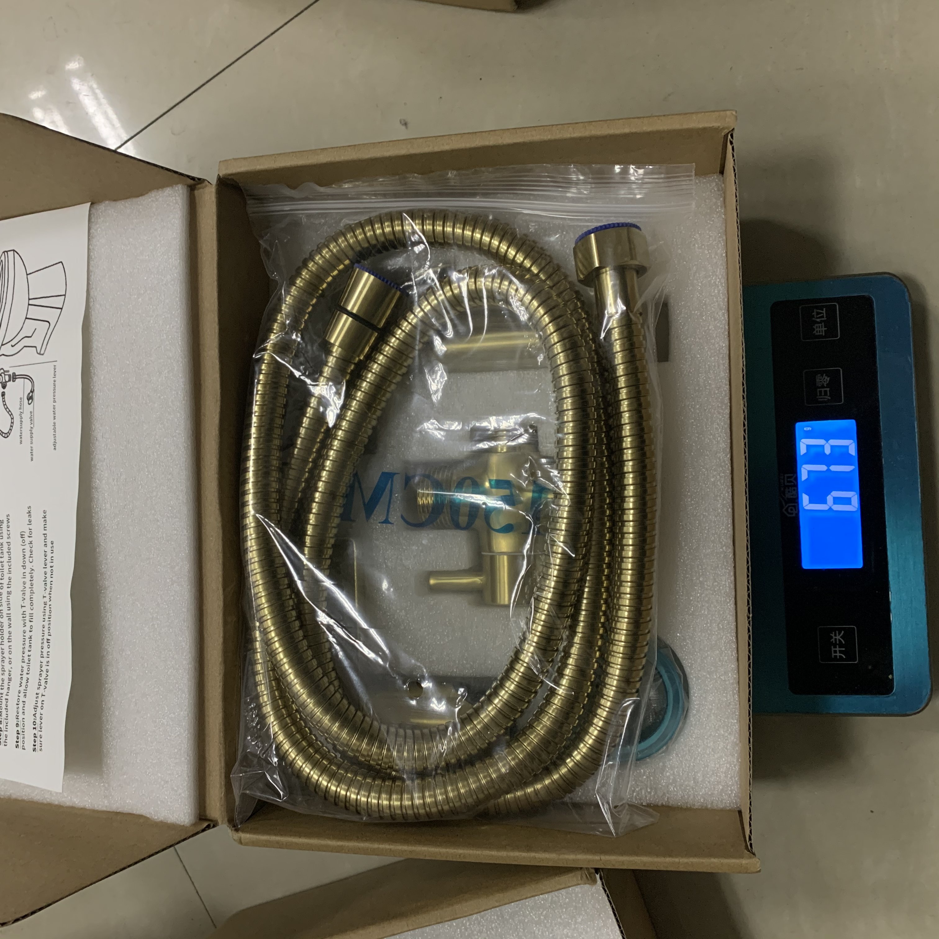 Brush Gold Bidet Sprayer Set f with Explosion Proof Hose 7/8" T- Valve American Standard Bathroom Jet Toilet Bidet Spray Set