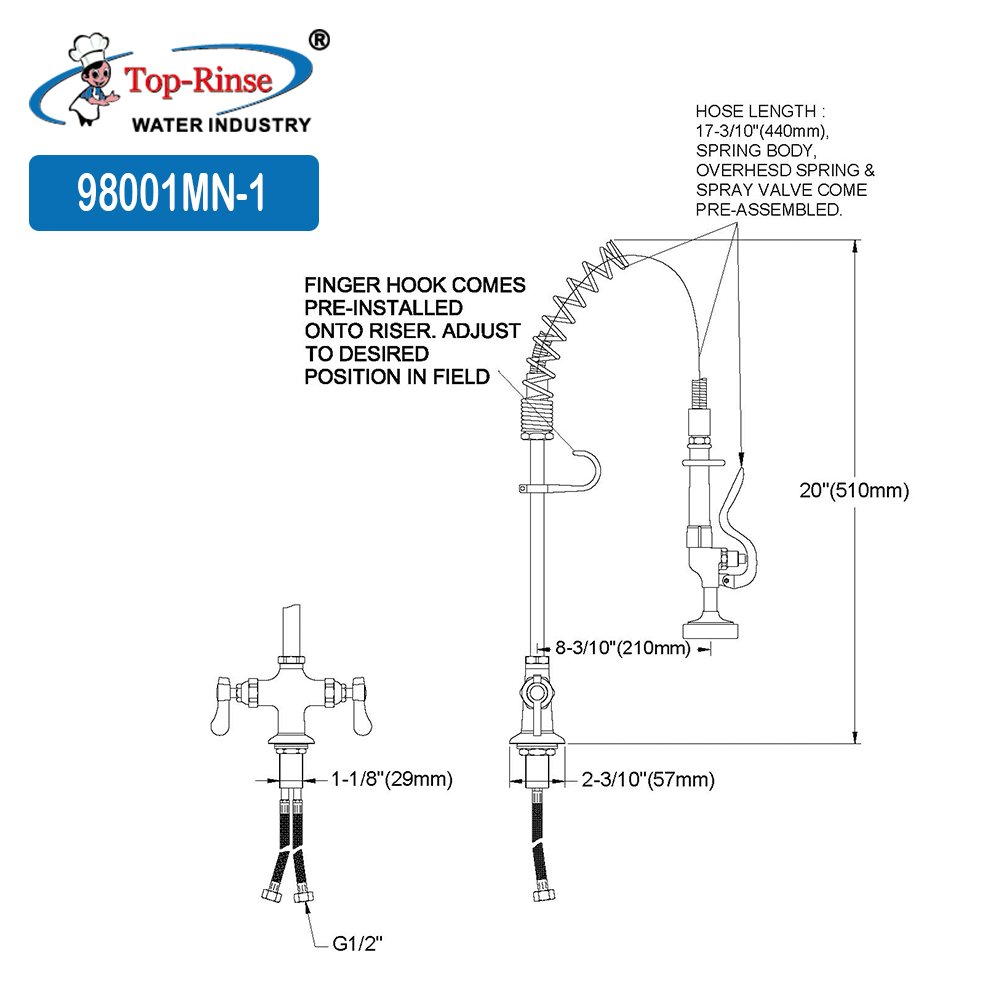 98001MN-1 Popular Mini Deck Mounted Commercial Pre Rinse Unit Kitchen Faucet Mixer Tap For Kitchen Sinks Application