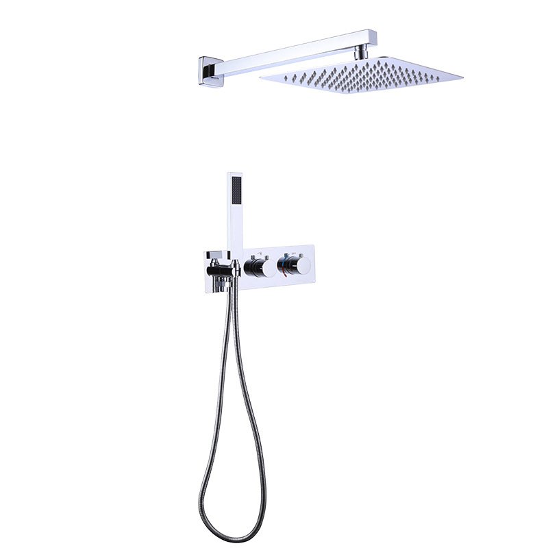 16 Inch Rain ceiling Overhead Shower Head Shower Faucet Set Brushed Gold Thermostatic Shower System sets