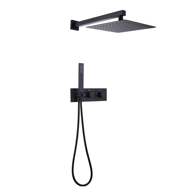 16 Inch Rain ceiling Overhead Shower Head Shower Faucet Set Brushed Gold Thermostatic Shower System sets