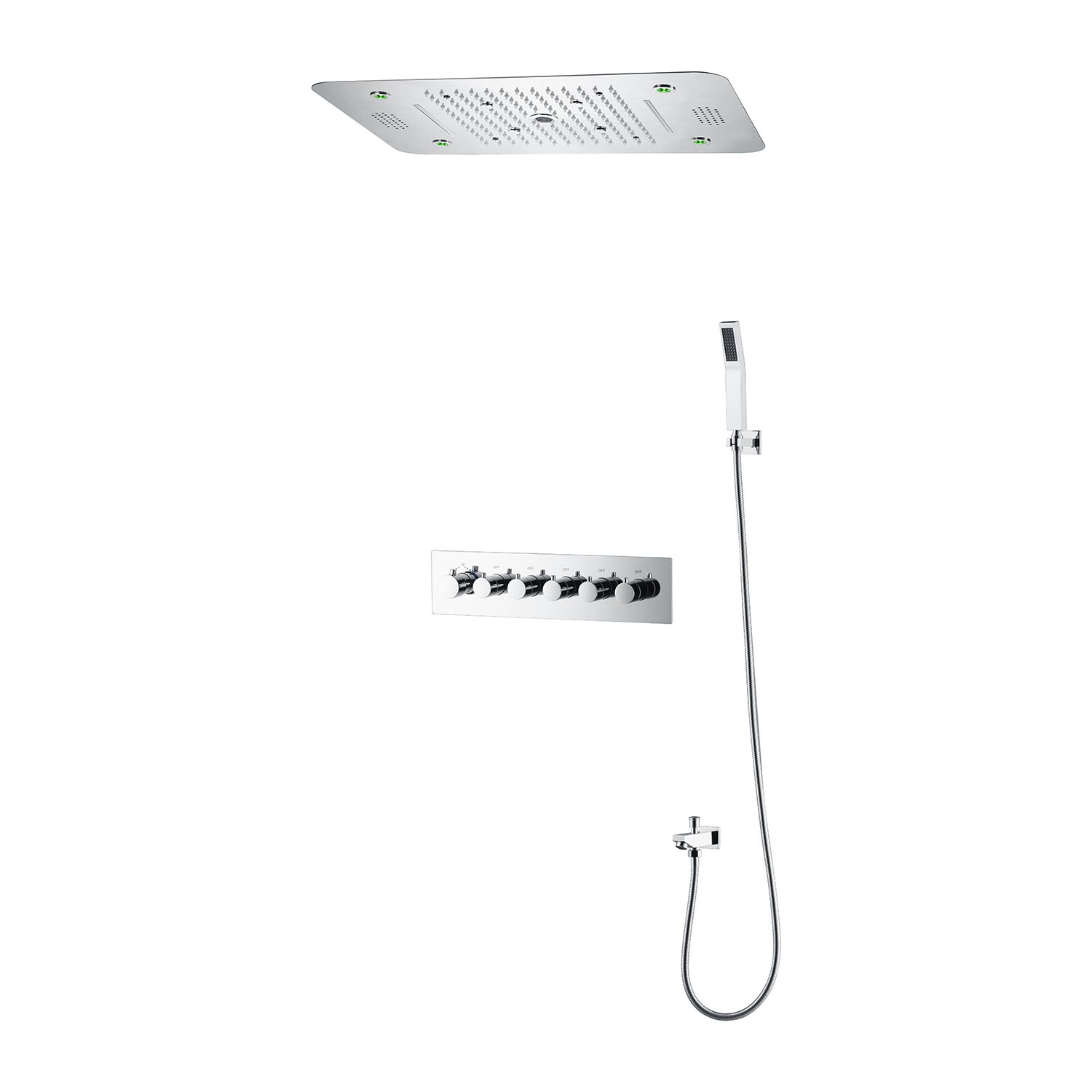 2024 Multi Function Ceiling Led Shower Head Panel Set Rainfall Spray Constant Temperature Valve Mixer Diverter