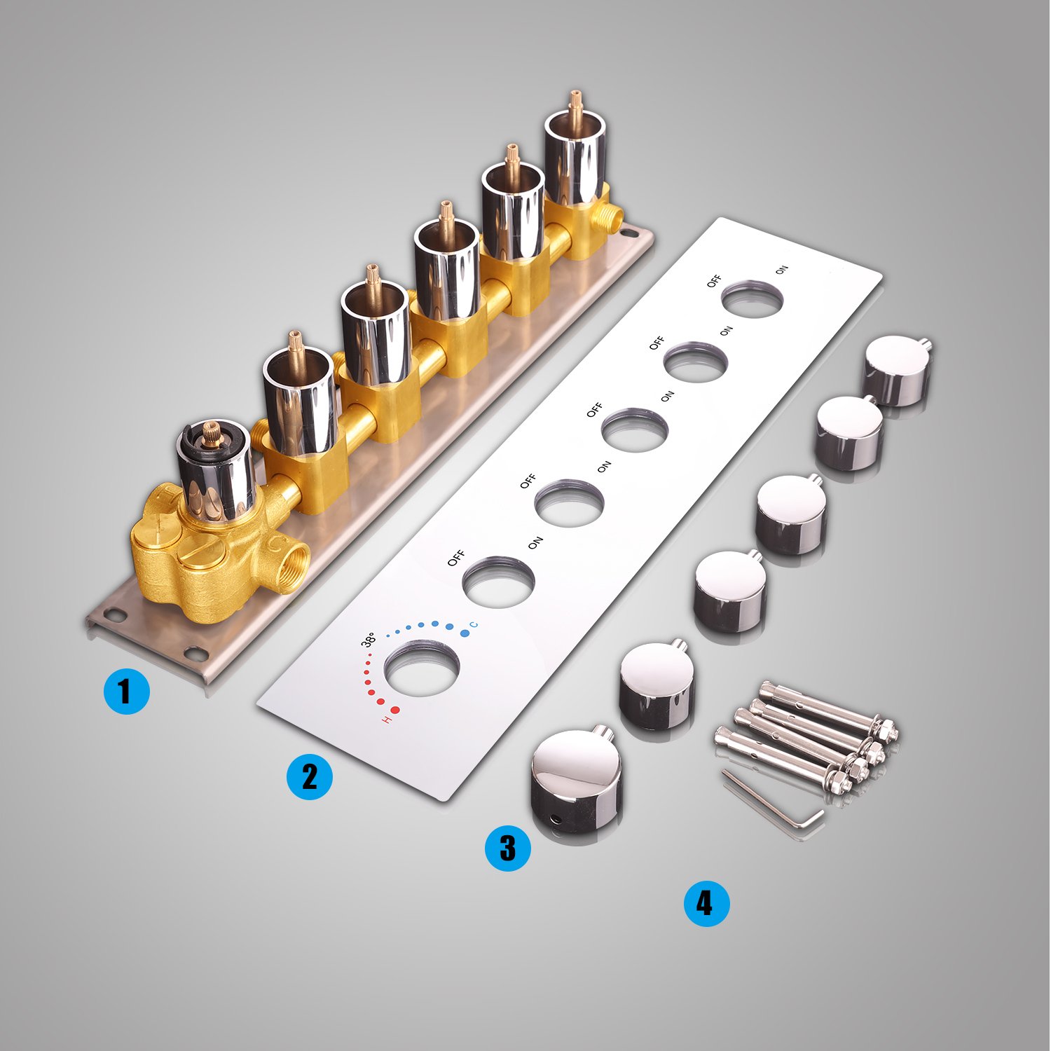 2024 Multi Function Ceiling Led Shower Head Panel Set Rainfall Spray Constant Temperature Valve Mixer Diverter