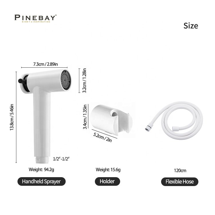 PINEBAY Luxury Bathroom Design Toilet Accessories abs Spray Set White and Black Handheld Bidet Sprayer for Personal Cleaning