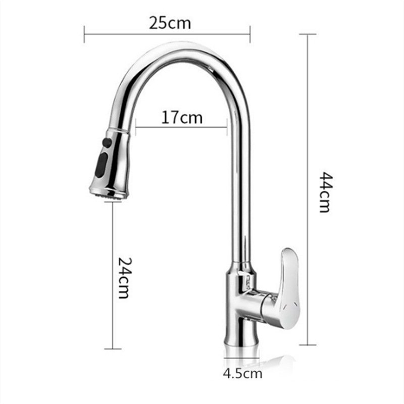 Modern Single-Handle Chrome Pull-Out Kitchen Faucet Deck Mounted Ceramic Valve Sink Hotels Bathroom Faucet