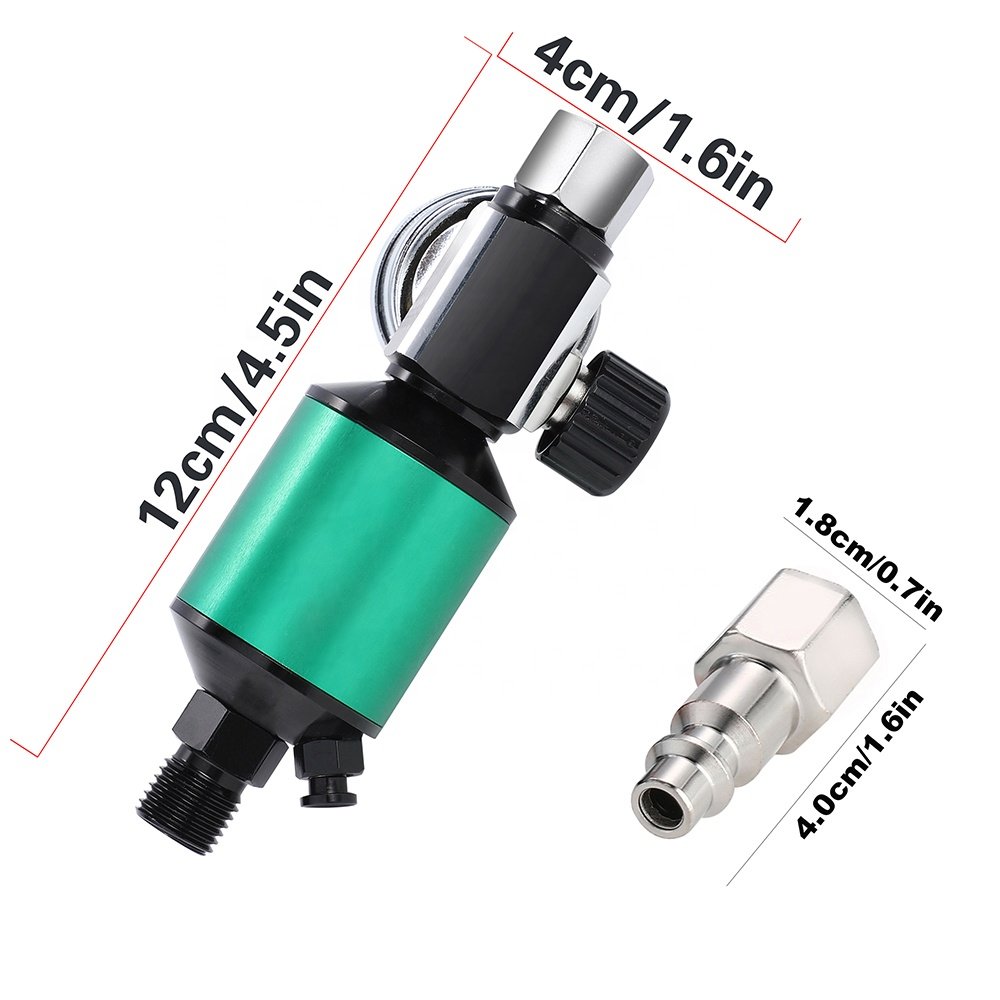 PORPHIS Green Pressure Reducing Valve Gauge For Air filter Regulator Spray Guns And Pneumatic Tools 1/4" NPT