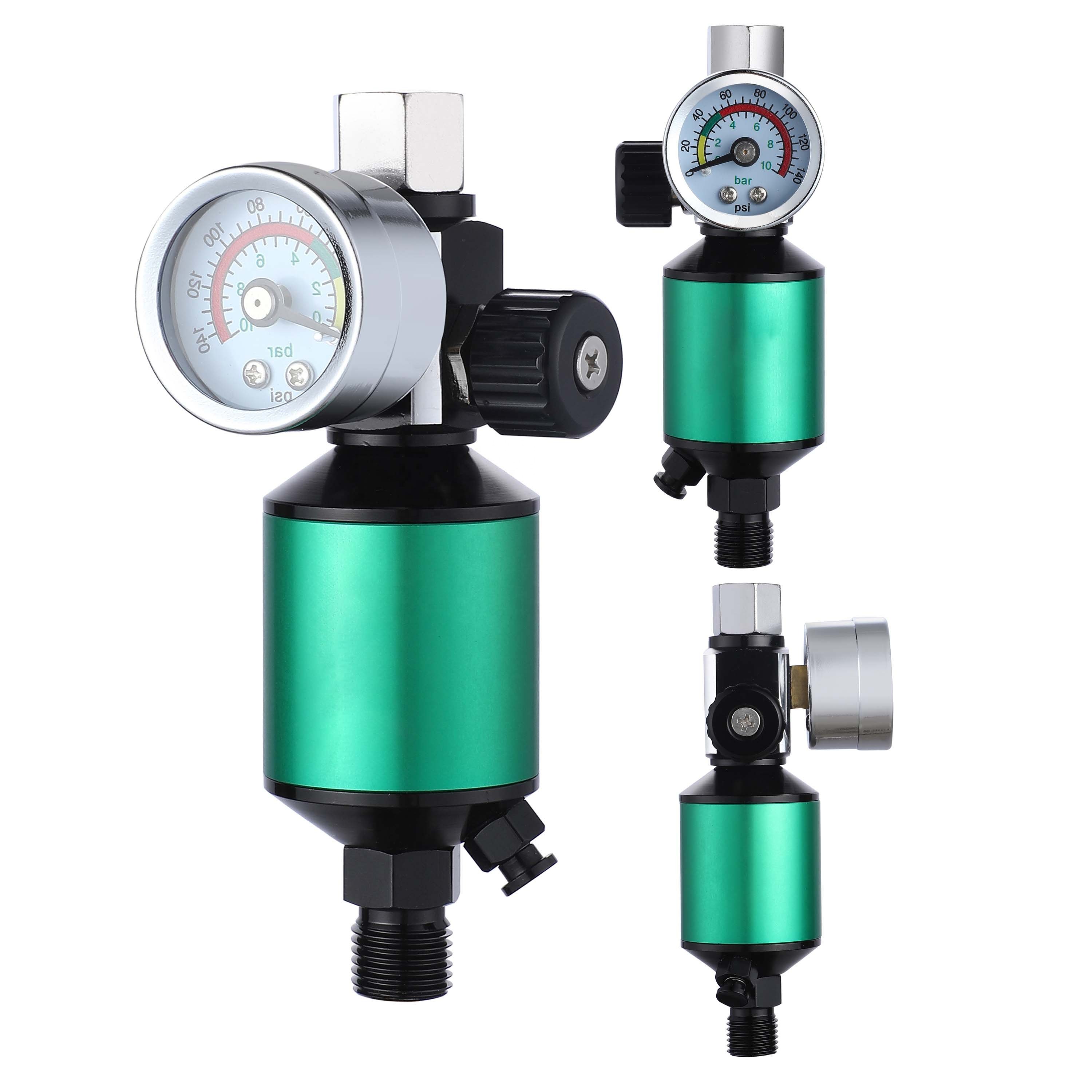 PORPHIS Green Pressure Reducing Valve Gauge For Air filter Regulator Spray Guns And Pneumatic Tools 1/4" NPT
