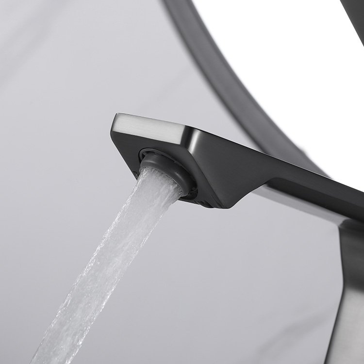 Kidolux Deck Mounted Grey Hot And Cold Single Handle Sink Sanitary Ware Bathroom Tap Water Wash Basin Faucet Mixer
