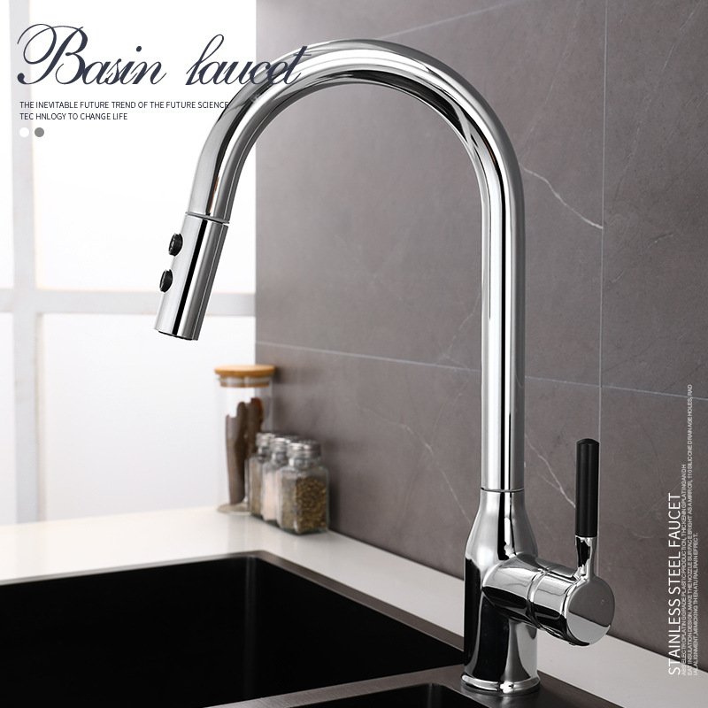 Modern Single-Handle Chrome Pull-Out Kitchen Faucet 3251 Polished Brass Rain Spray Pattern Ceramic Valve bath faucet